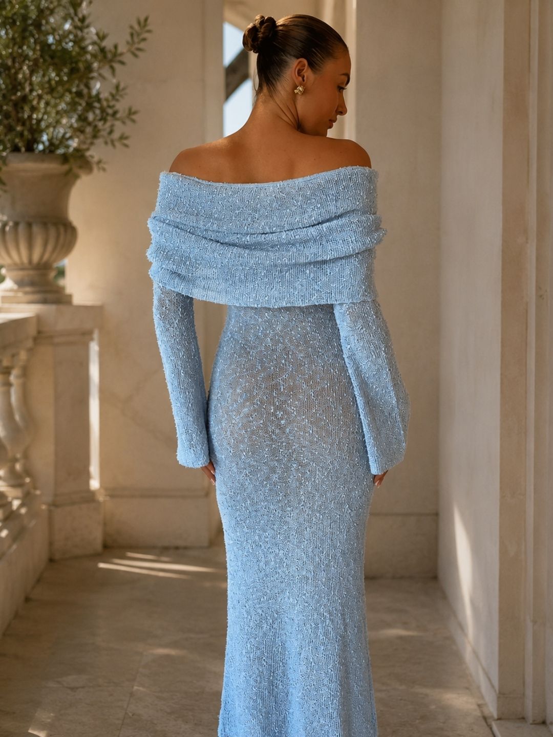One-Shoulder Knit Maxi Dress