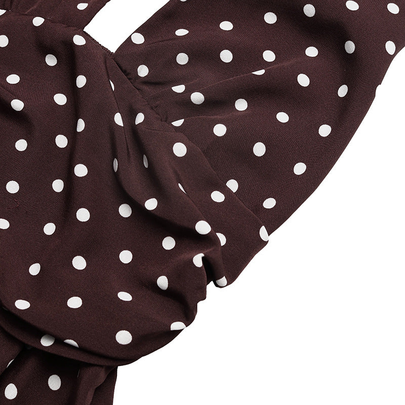Dot Print A-Line Midi Dress