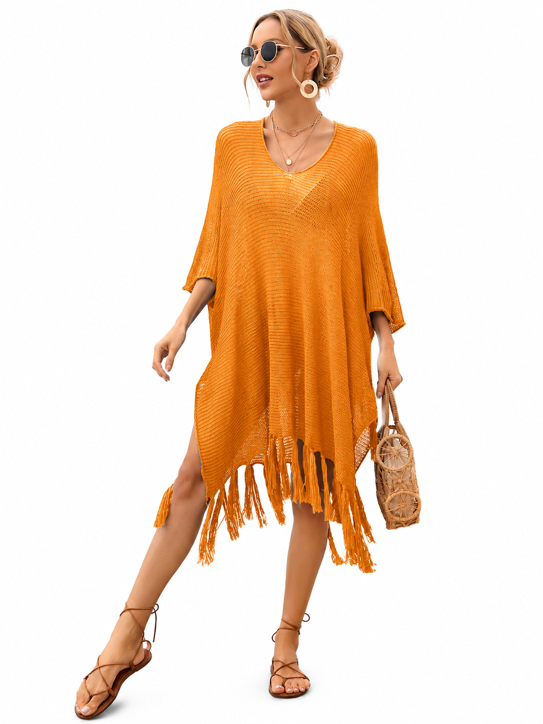 Women's Fashion Loose Tassel Hollow Beach Swimsuit Cover-ups