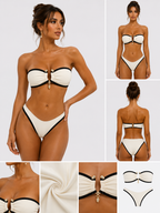 Women's Fashion Color Contrast Tube Top Bikini