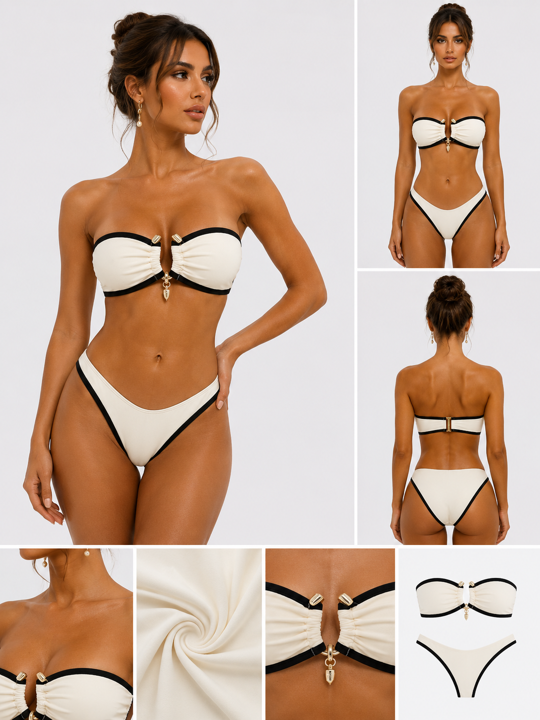 Women's Fashion Color Contrast Tube Top Bikini