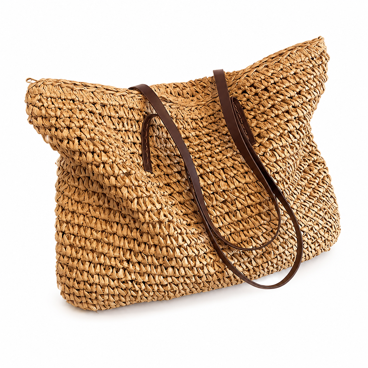 Woven Zipper Beach Bag