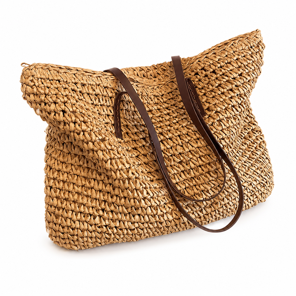 Woven Zipper Beach Bag
