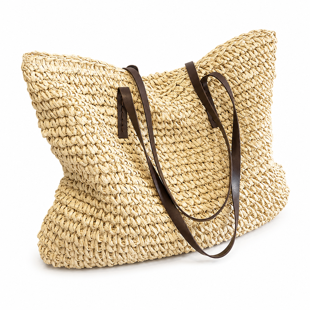 Woven Zipper Beach Bag