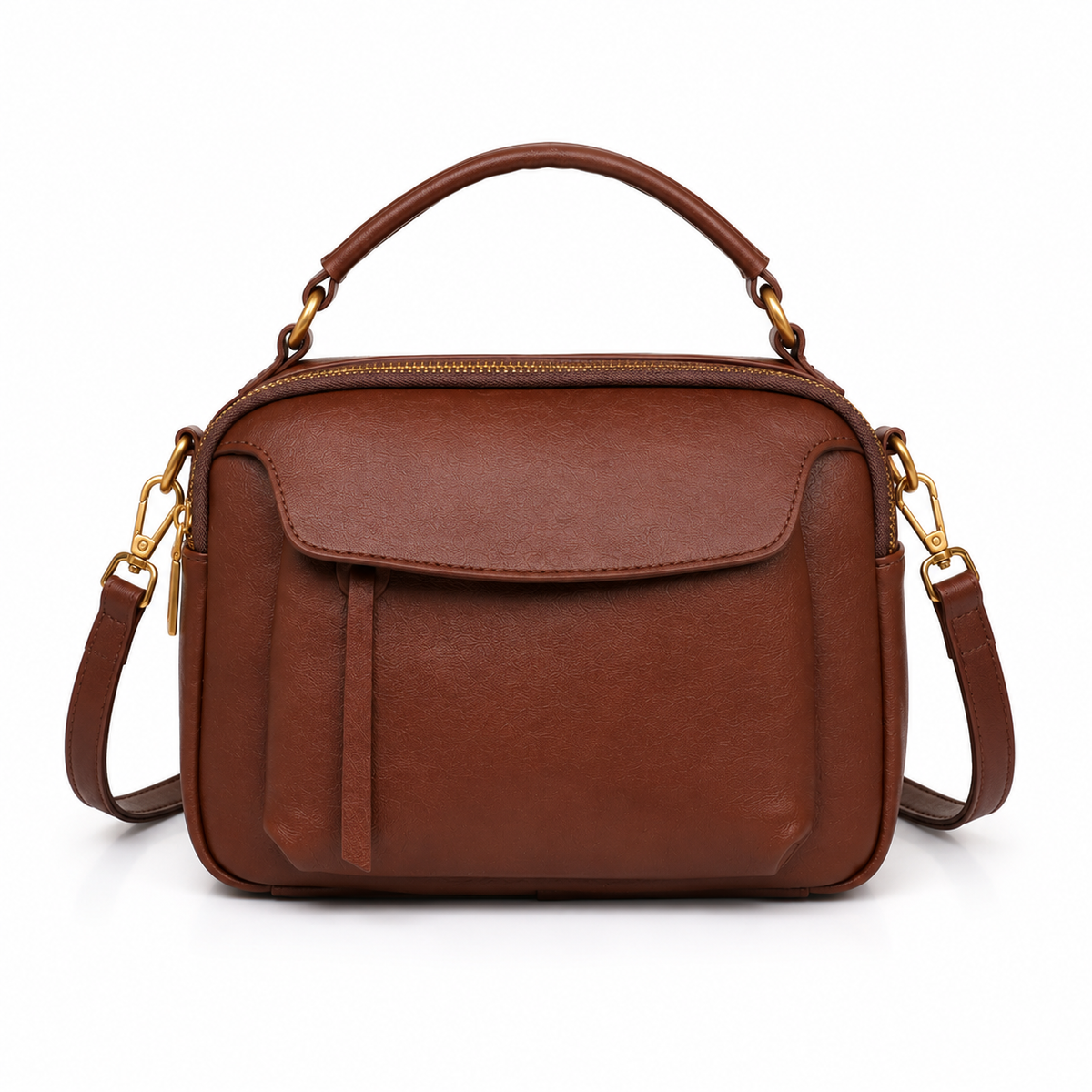 Top-Grain Leather Square Bag