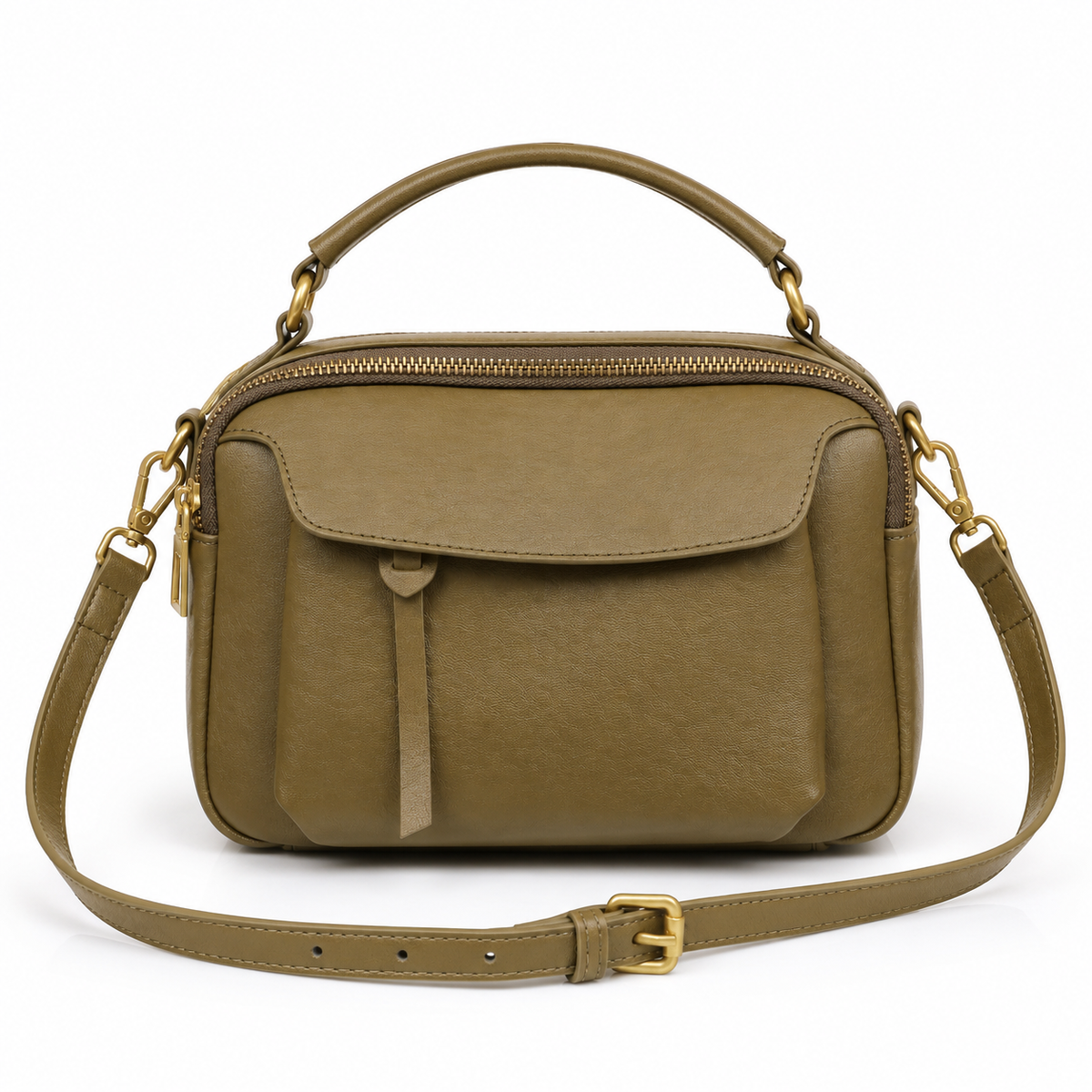 Top-Grain Leather Square Bag