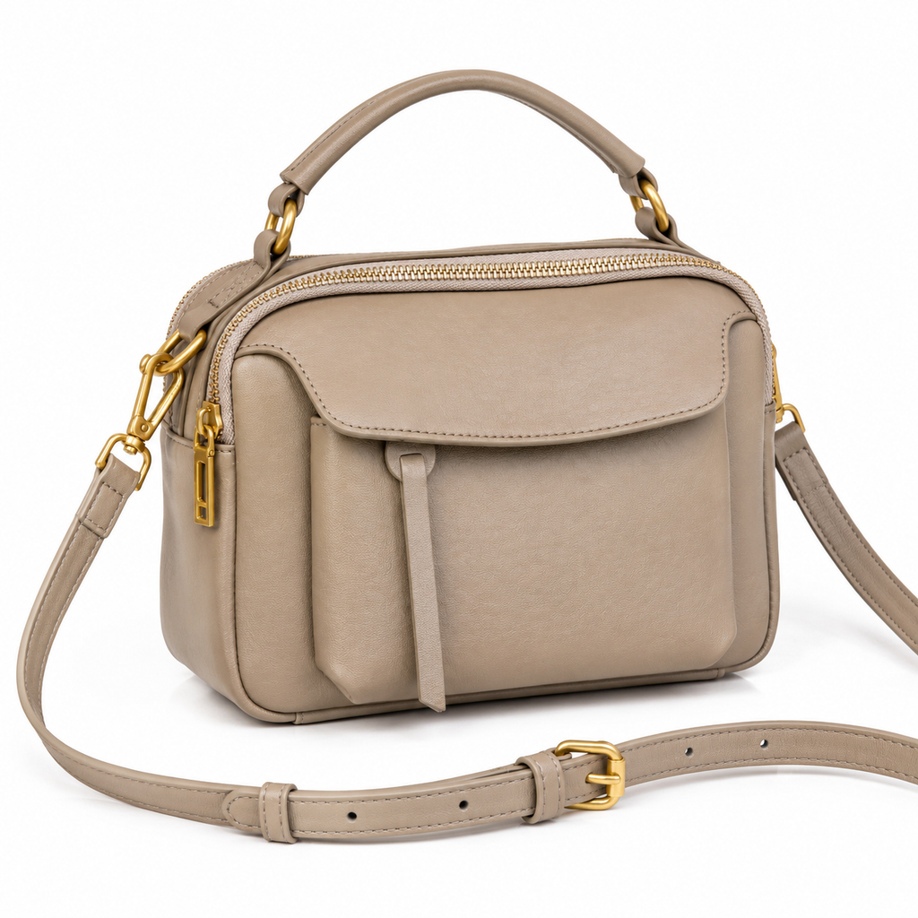 Top-Grain Leather Square Bag