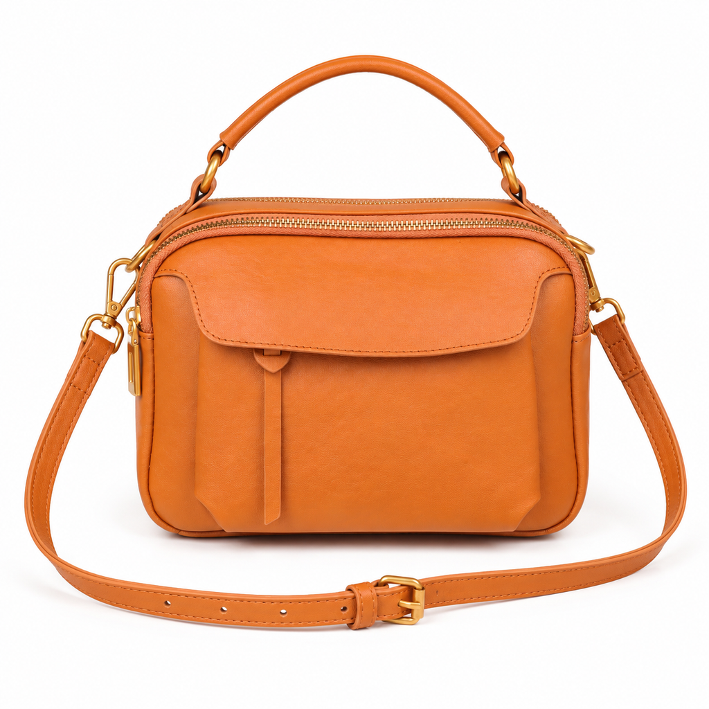 Top-Grain Leather Square Bag