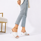 Chunky Heel Slide Sandals