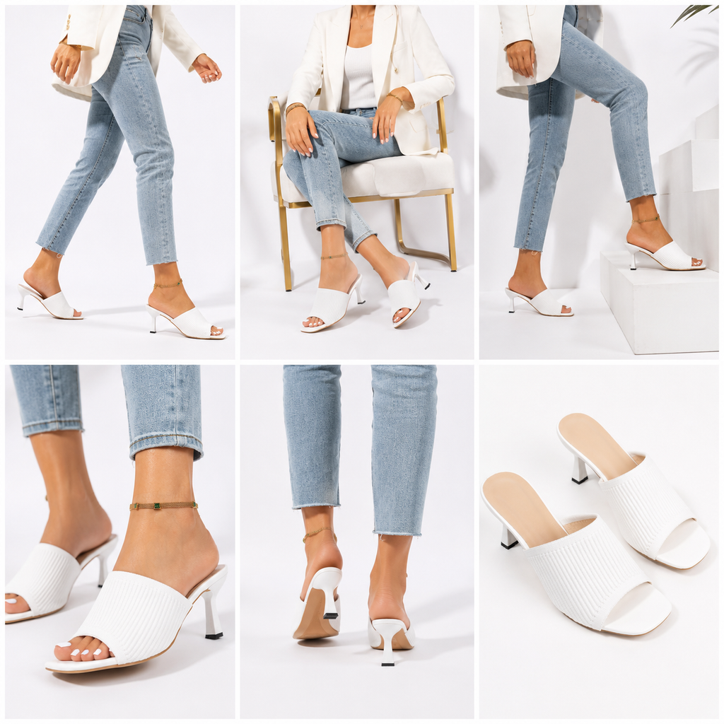 Chunky Heel Slide Sandals