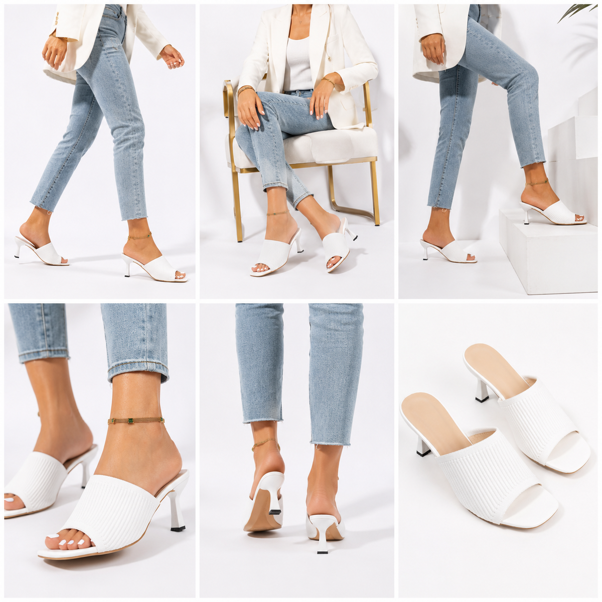 Chunky Heel Slide Sandals