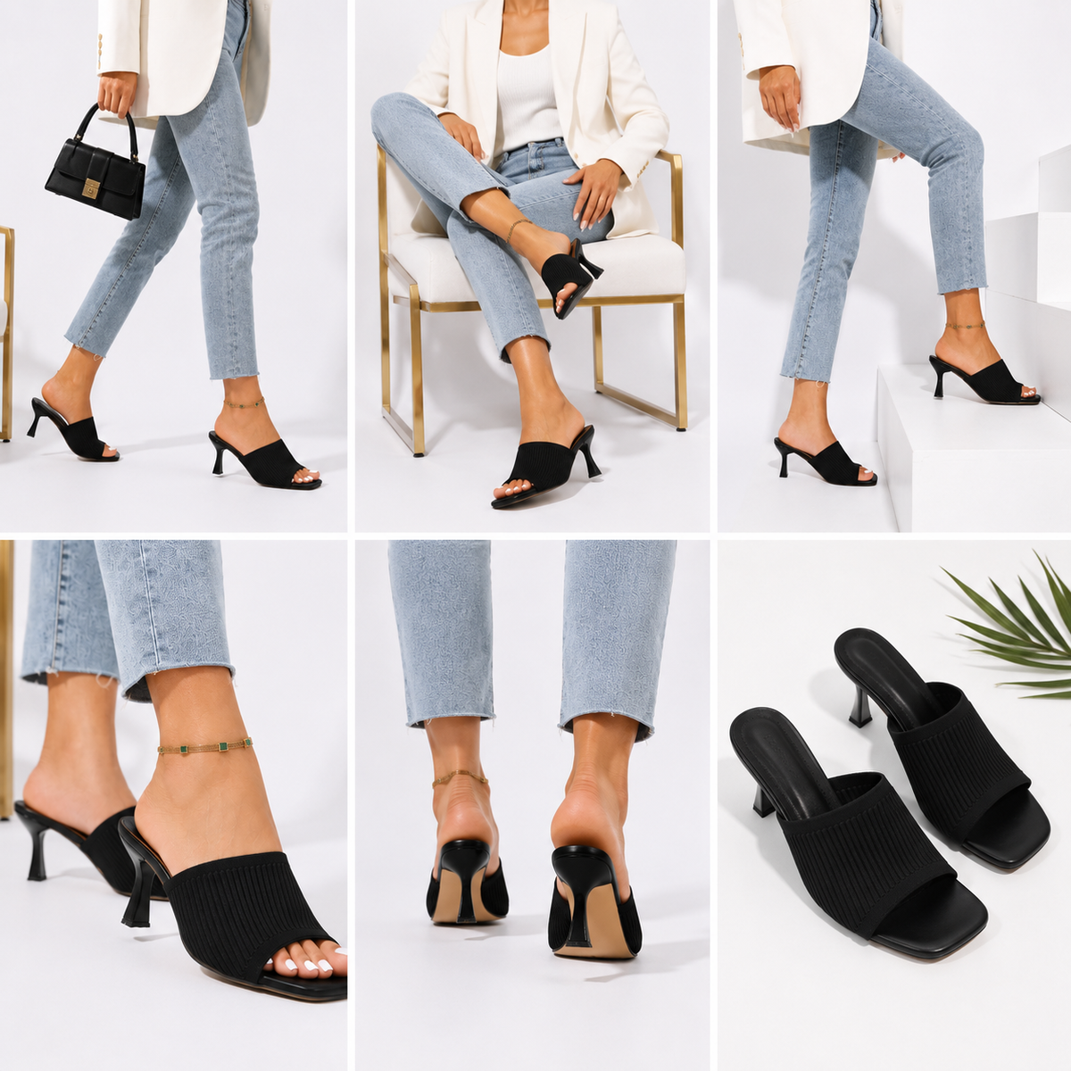 Chunky Heel Slide Sandals