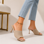 Chunky Heel Slide Sandals