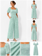 Puff Sleeve Summer Jumpsuit