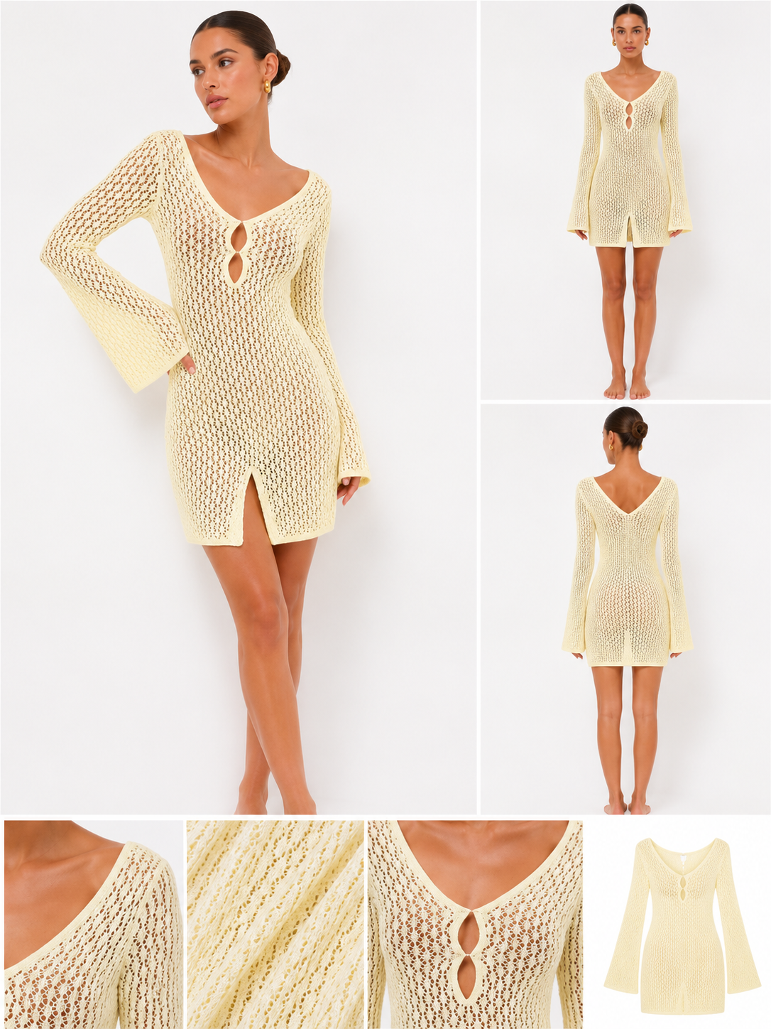 Crochet Bell-Sleeve Beach Cover-Up