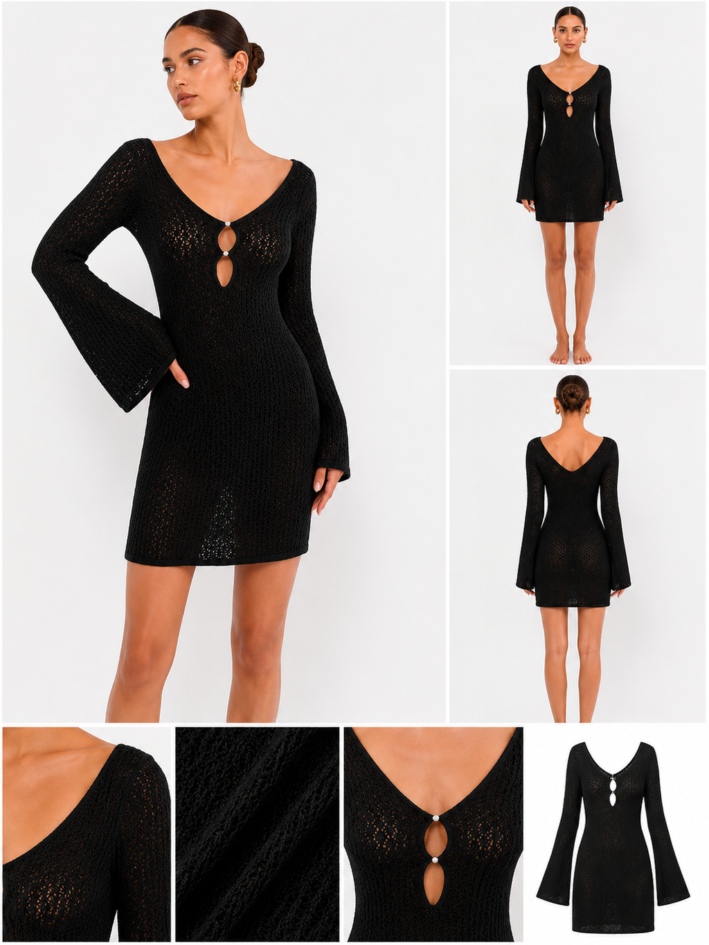 Crochet Bell-Sleeve Beach Cover-Up
