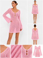 Crochet Bell-Sleeve Beach Cover-Up