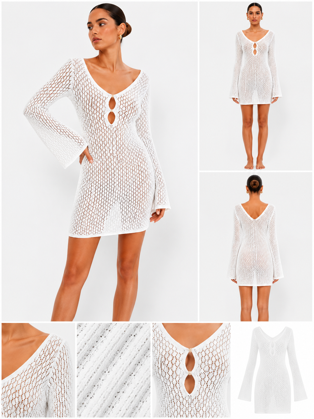 Crochet Bell-Sleeve Beach Cover-Up