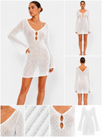 Crochet Bell-Sleeve Beach Cover-Up