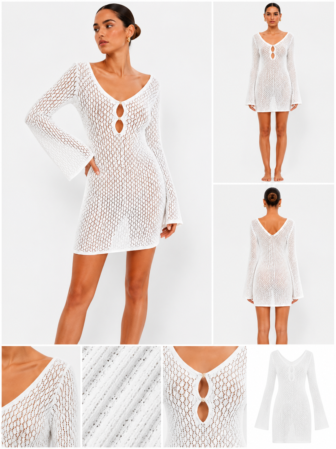Crochet Bell-Sleeve Beach Cover-Up