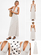 Dot Print A-Line Midi Dress