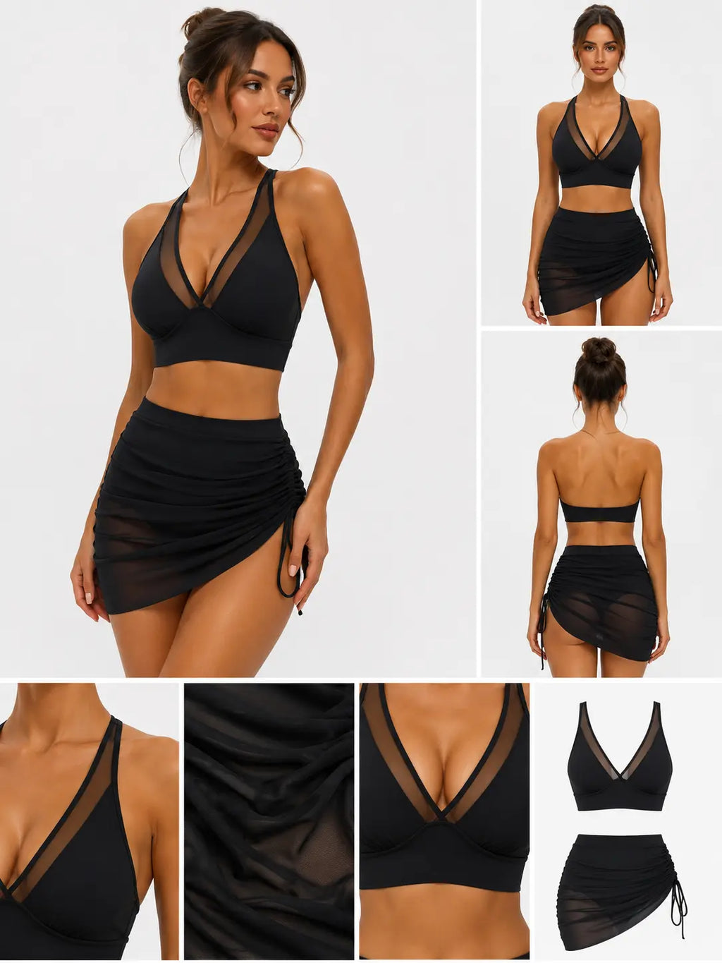 Two-Piece Mesh Swimsuit Set