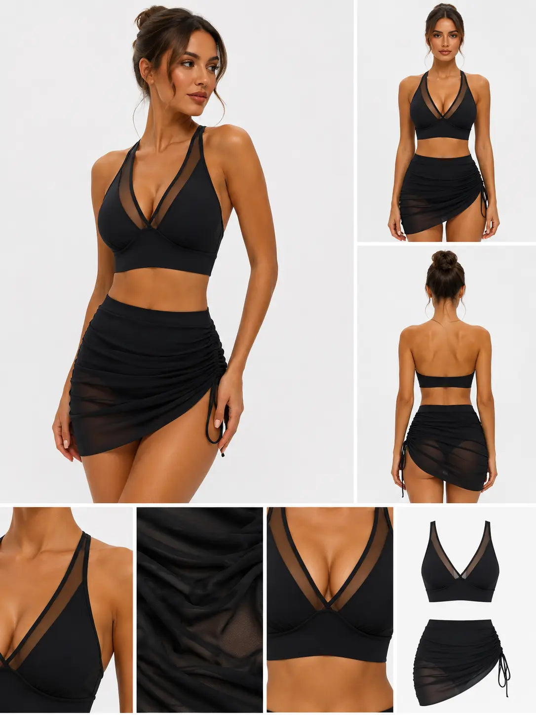 Two-Piece Mesh Swimsuit Set