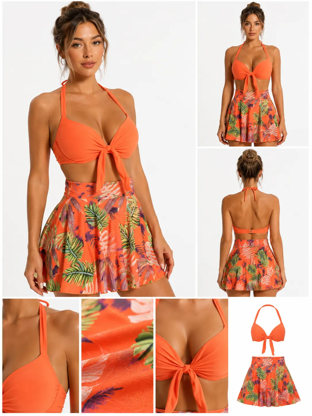 Printed Beach Dress Bikini Set