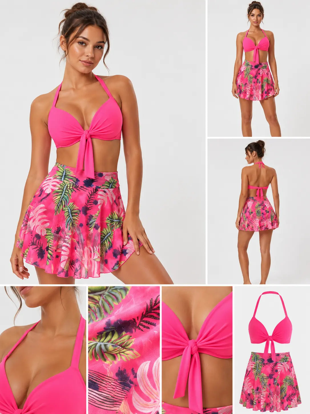 Printed Beach Dress Bikini Set