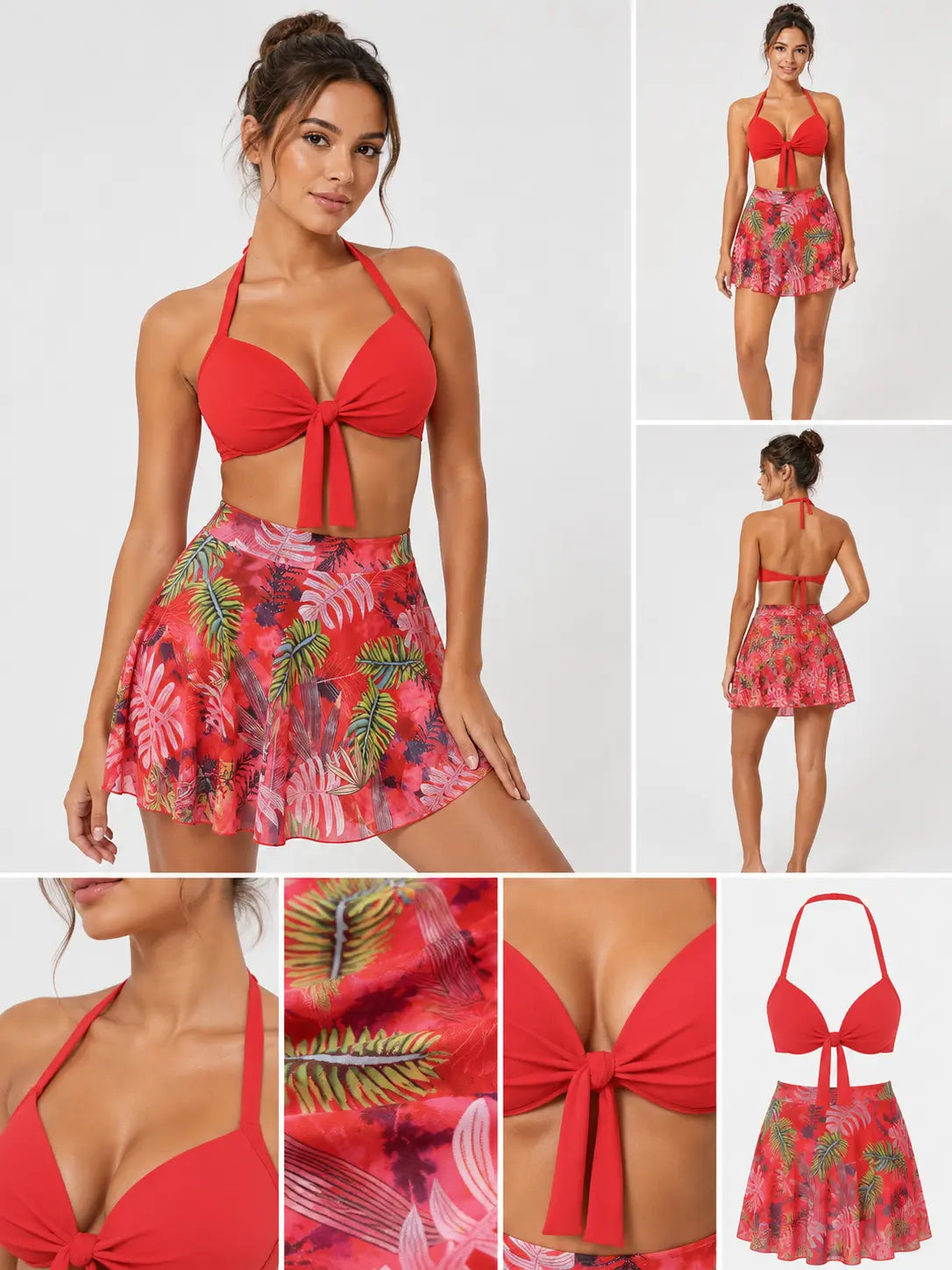 Printed Beach Dress Bikini Set