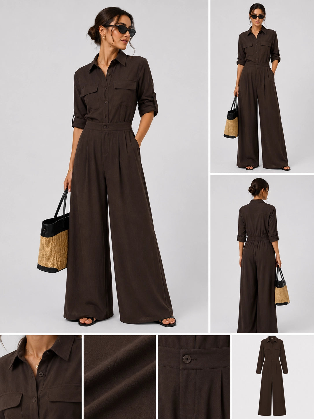 Workwear Lapel Jumpsuit