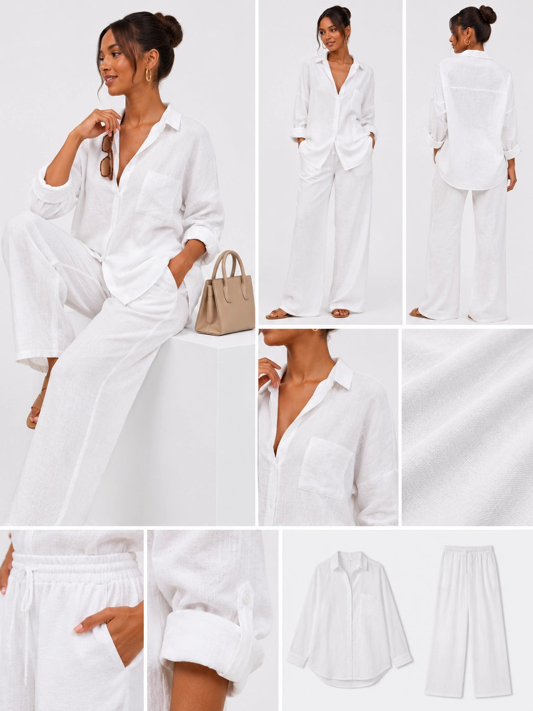 White Shirt & Wide-Leg Trousers Set