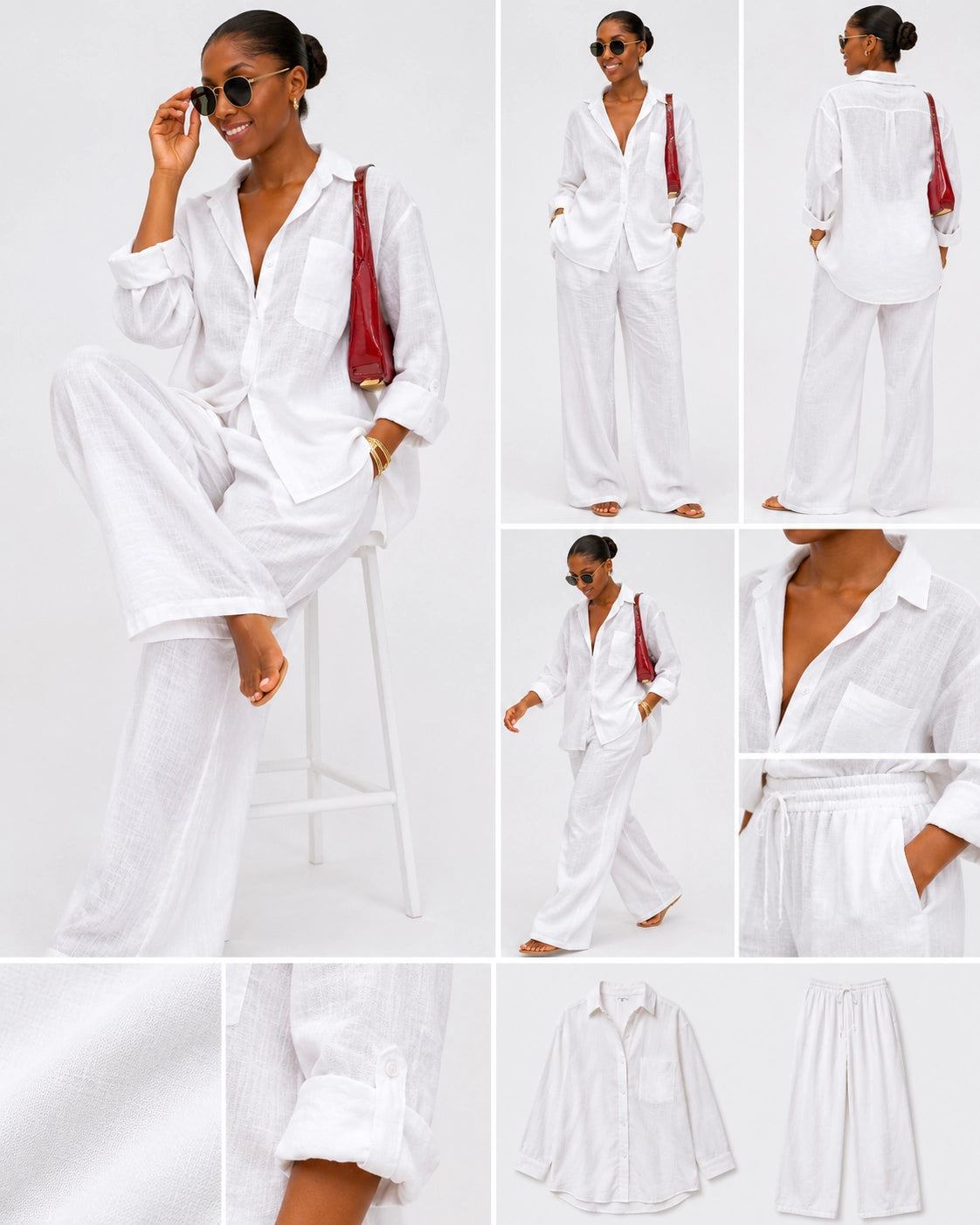 White Shirt & Wide-Leg Trousers Set