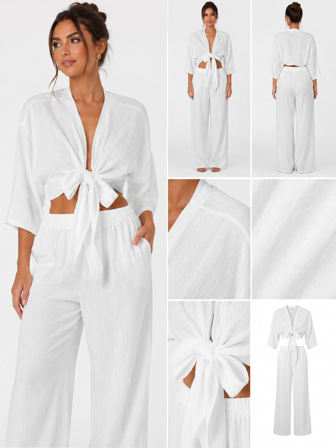 Tied Shirt & High-Waist Pants Set