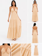 Backless Halter Suspender Skirt Set