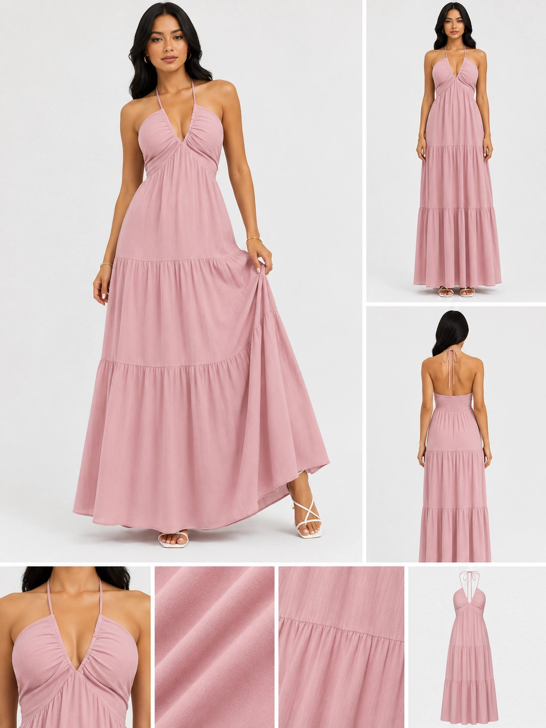 Backless Halter Suspender Skirt Set