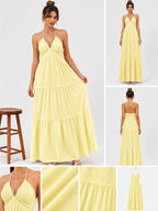 Backless Halter Suspender Skirt Set