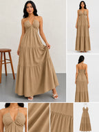 Backless Halter Suspender Skirt Set