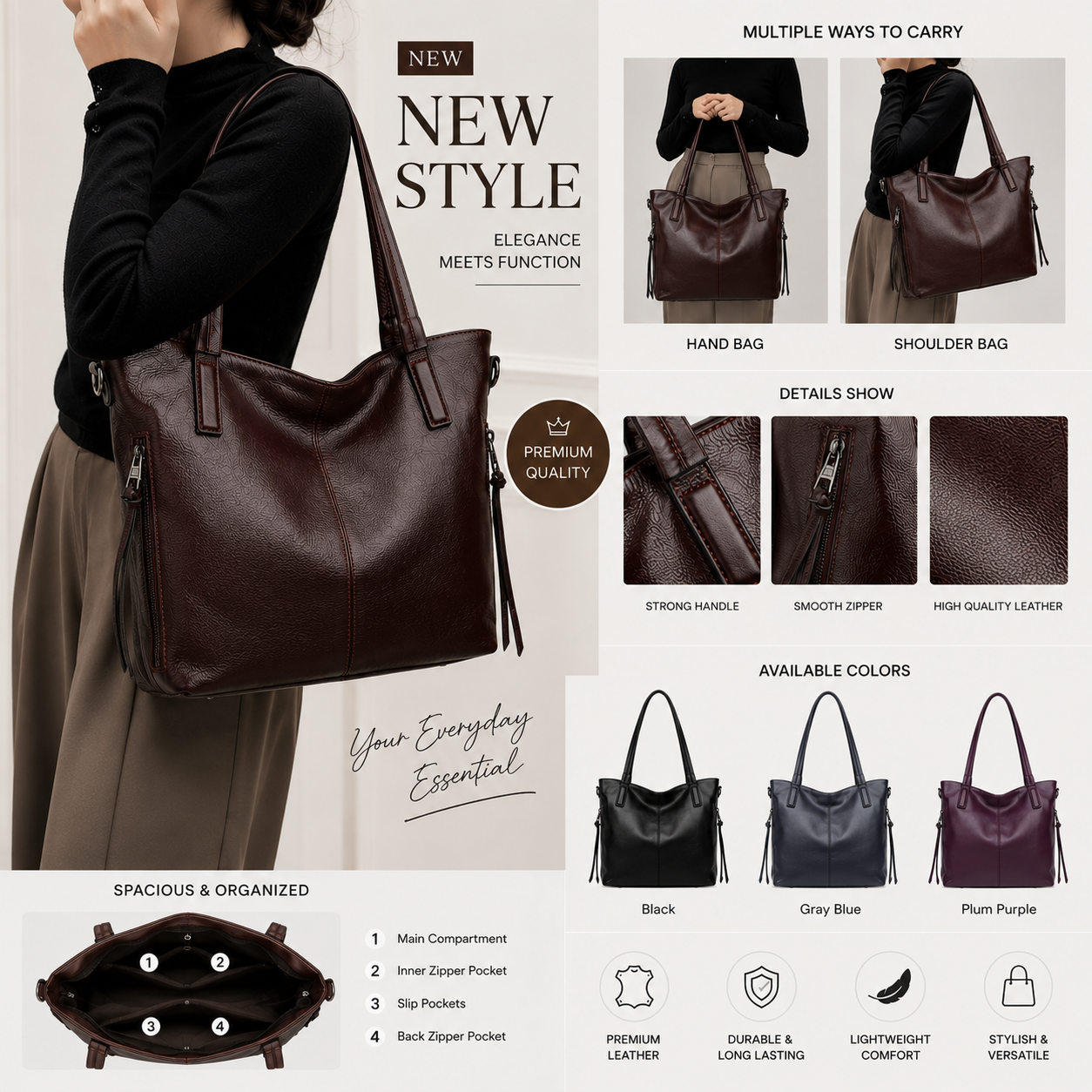 Large-capacity Tote Bag Fashionable Single-shoulder Crossbody Style