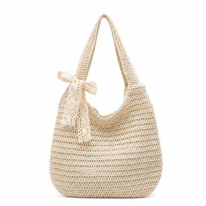 Fashionable Beach Shoulder Bag With A Woven Design And Handle