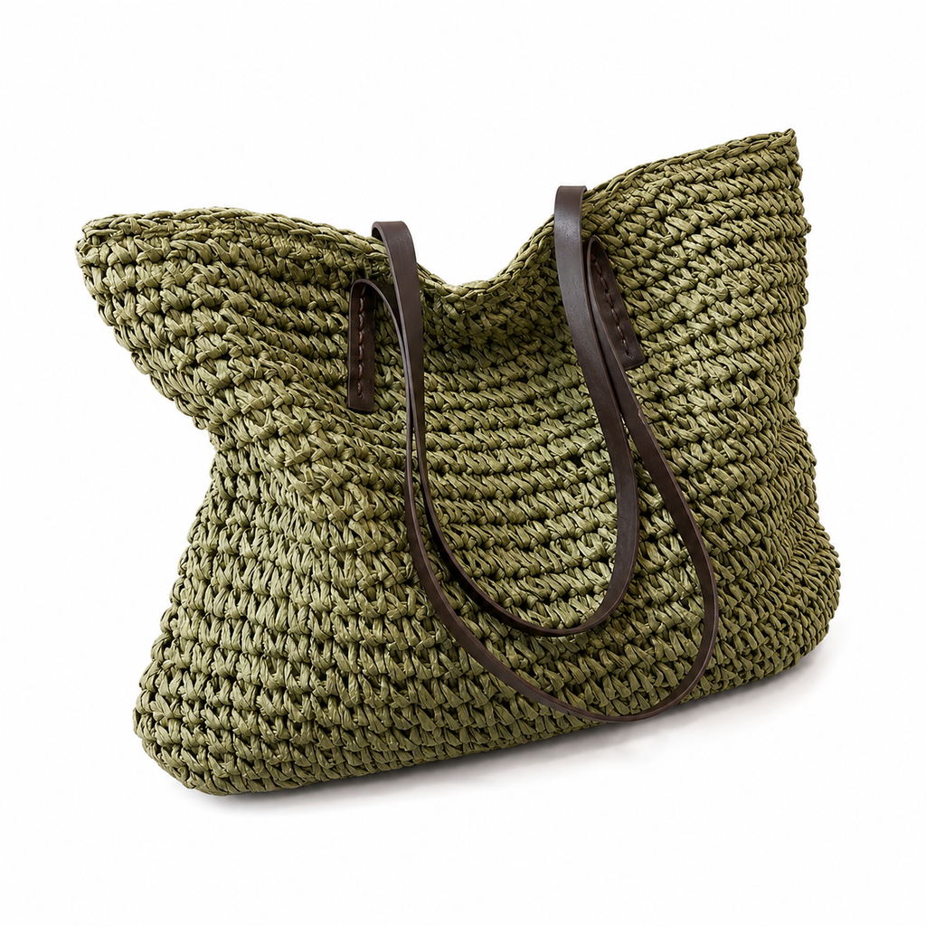 Woven Zipper Beach Bag