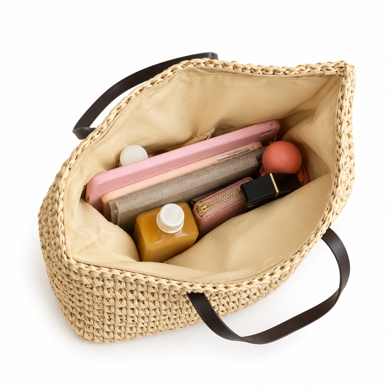 Woven Zipper Beach Bag