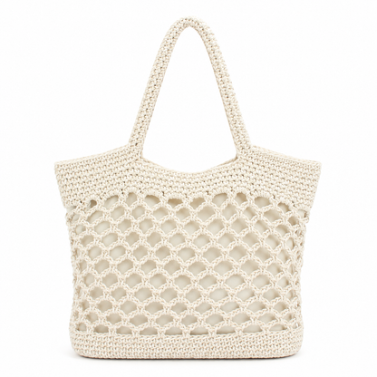 New Crochet Beach Handbag for Girls Summer Straw Rope Hollow Out Hand Woven Totes Bag Women Hollow Knitting Handbag