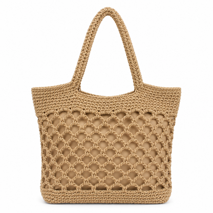 New Crochet Beach Handbag for Girls Summer Straw Rope Hollow Out Hand Woven Totes Bag Women Hollow Knitting Handbag
